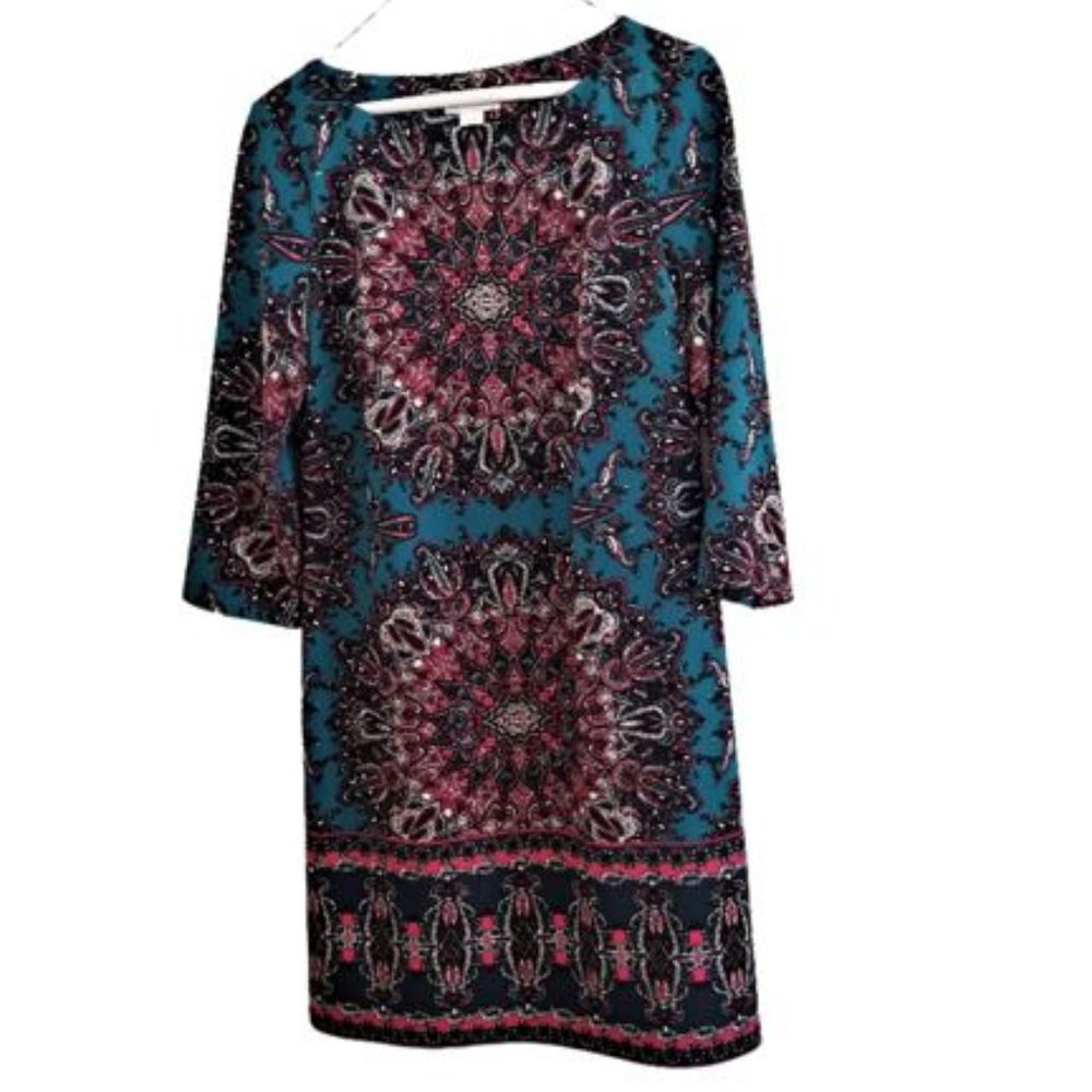 Geometric print shift dress size 8